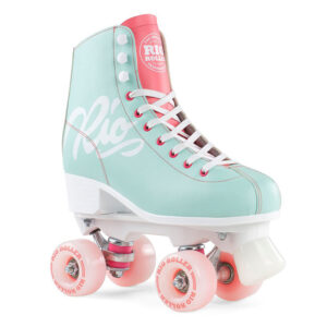 RIO ROLLER SCRIPT ROLLER SKATES – TEAL AND CORAL