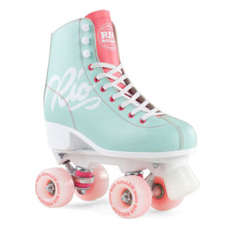 RIO ROLLER SCRIPT ROLLER SKATES – TEAL AND CORAL