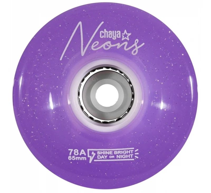 CHAYA NEON 65MM 78A PURPLE ROLLER SKATE WHEELS – SET OF 4 CHAYA NEON 65MM 78A PURPLE ROLLER SKATE WHEELS – SET OF 4